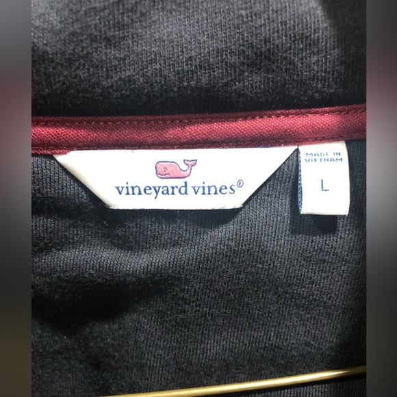 Vineyard Vines 1/4 zip fleece jacket black & maroon shoulders Sz L - Picture 5 of 9